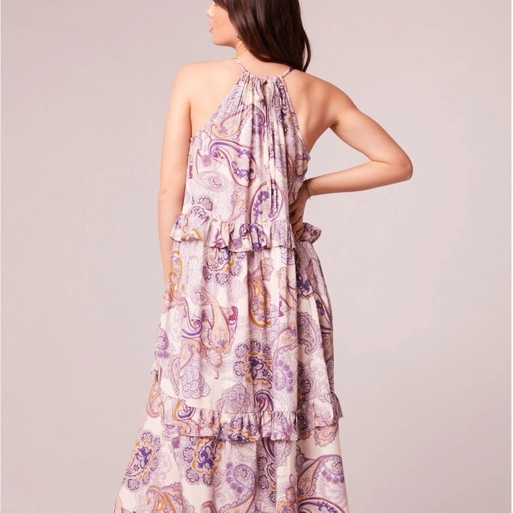 NEW Band of the Free Boho Liliane Purple Paisley Tiered Maxi Dress S Viscose - Picture 6 of 10